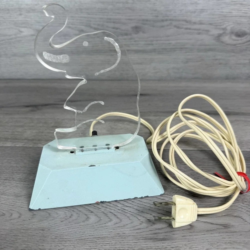 Vintage Lucite Elephant Bedside Lamp Blue Kids Night Light MCM Works